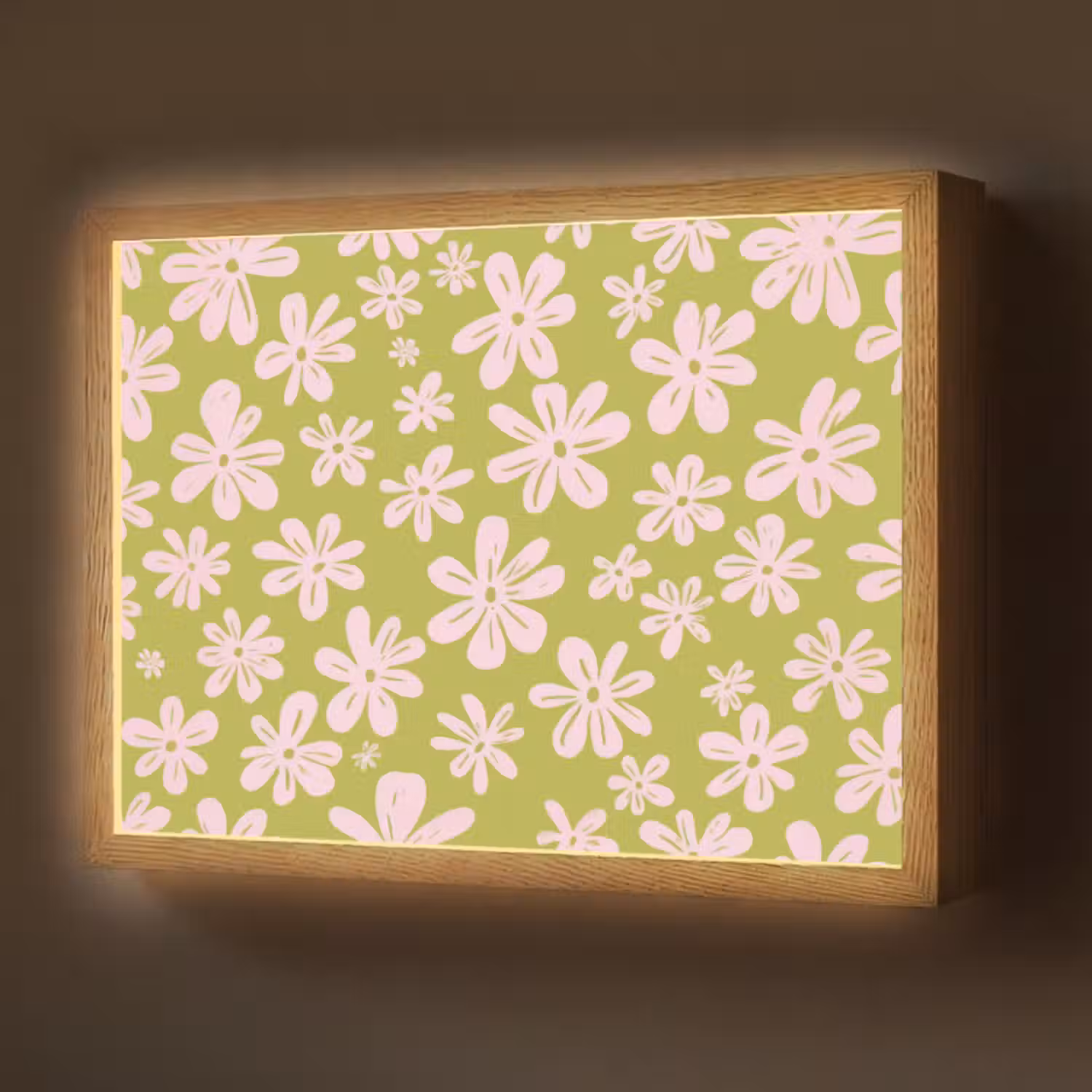 Lightbox - Wandlamp - Bloemen - Roze - Getekend - Patroon