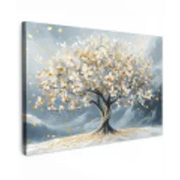 Boom - Winter - Levensboom - Modern - Goud canvas 2cm klein -z3d