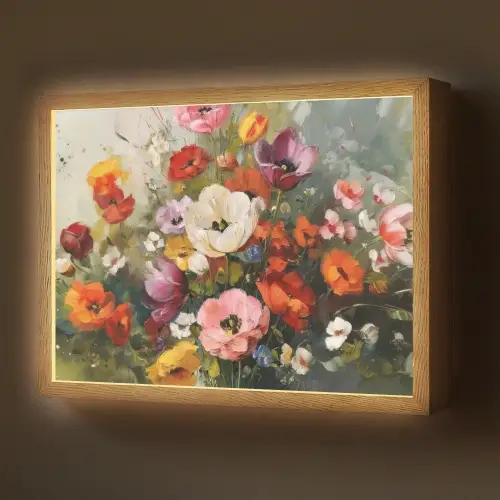 Vrolijk boeket - Dynamisch - Subtiele kleurspatten Light Box met batterij (Wandlamp) middel -z3d_website