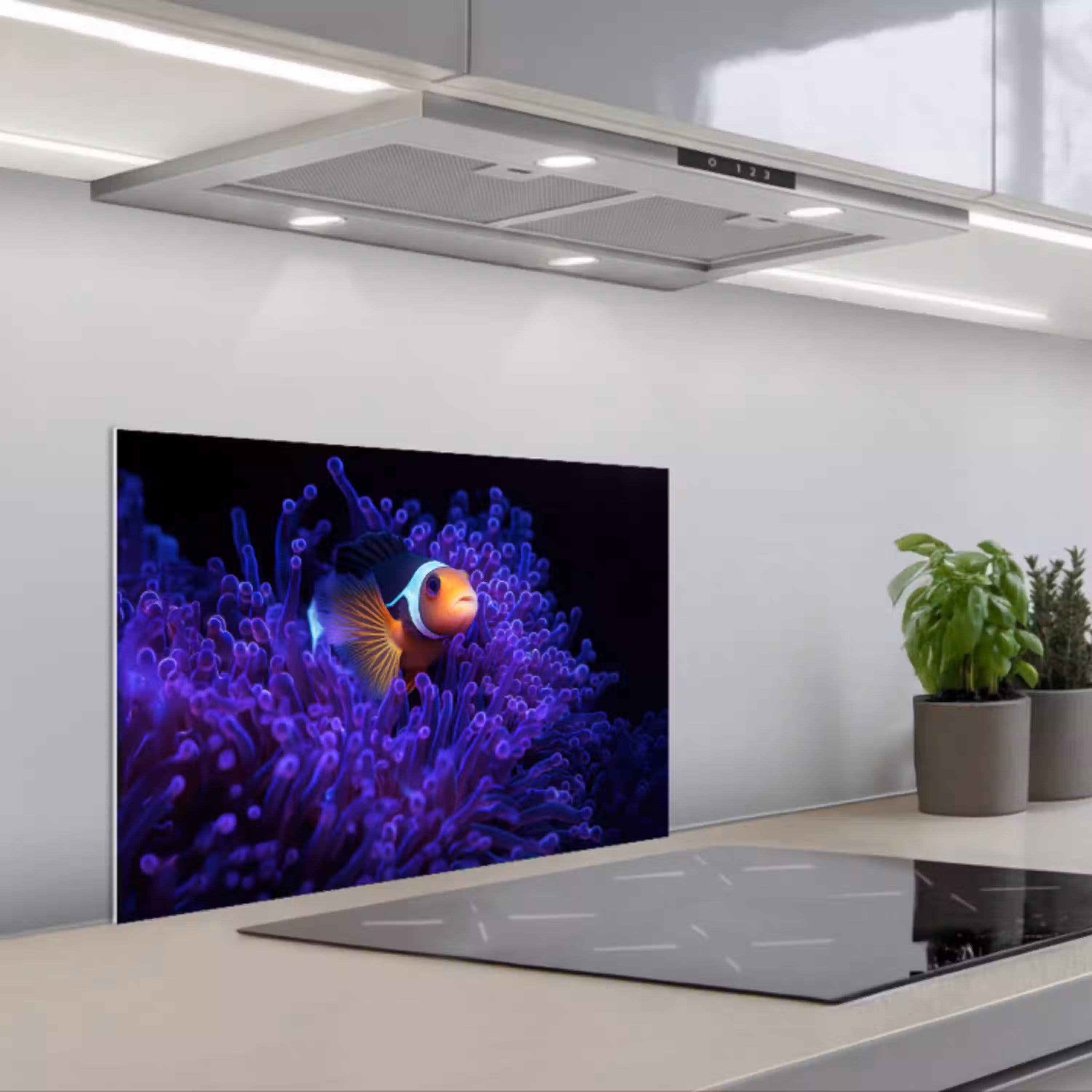 Koraal - Vis - Oranje - Zee keuken achterwand spatscherm klein -3d_schuin