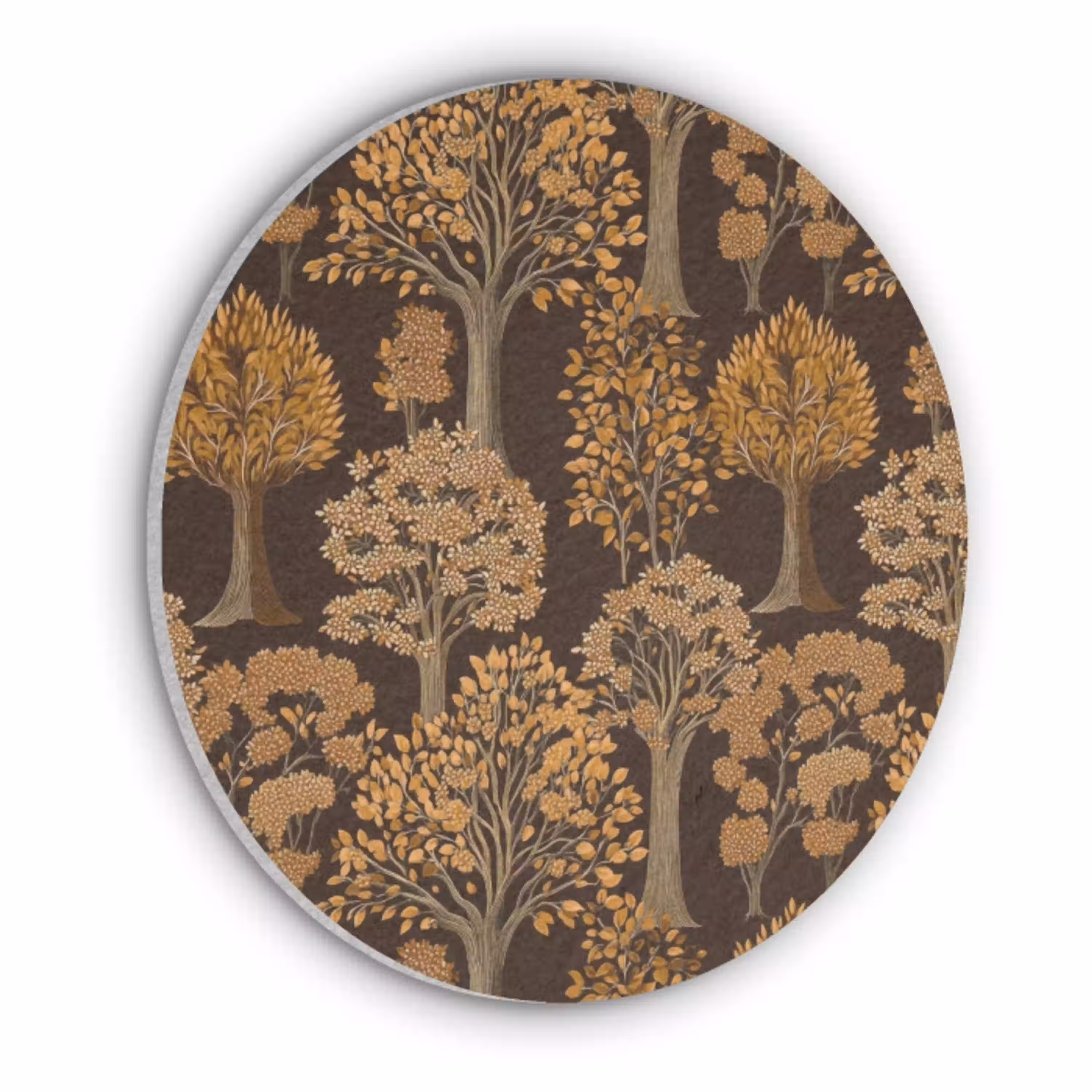 Bomen - Patroon - Bruin Akoestische PET Vilt - Rond klein 838 -3d