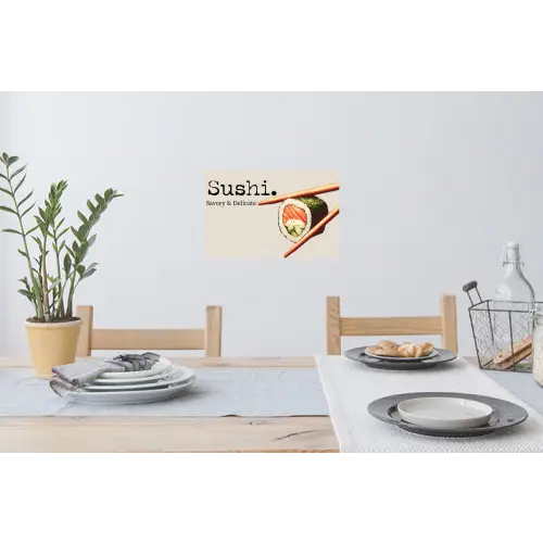 Sushi - Zalm - Rijst - Japans Muursticker klein -eettafel