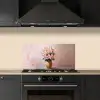 Vaas - Bloemen - Roze keuken achterwand spatscherm klein -sfeer1