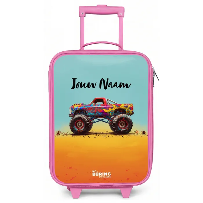 Monstertruck met Graffiti Print in het Zand Kinderkoffer - Roze klein -zz3dotto