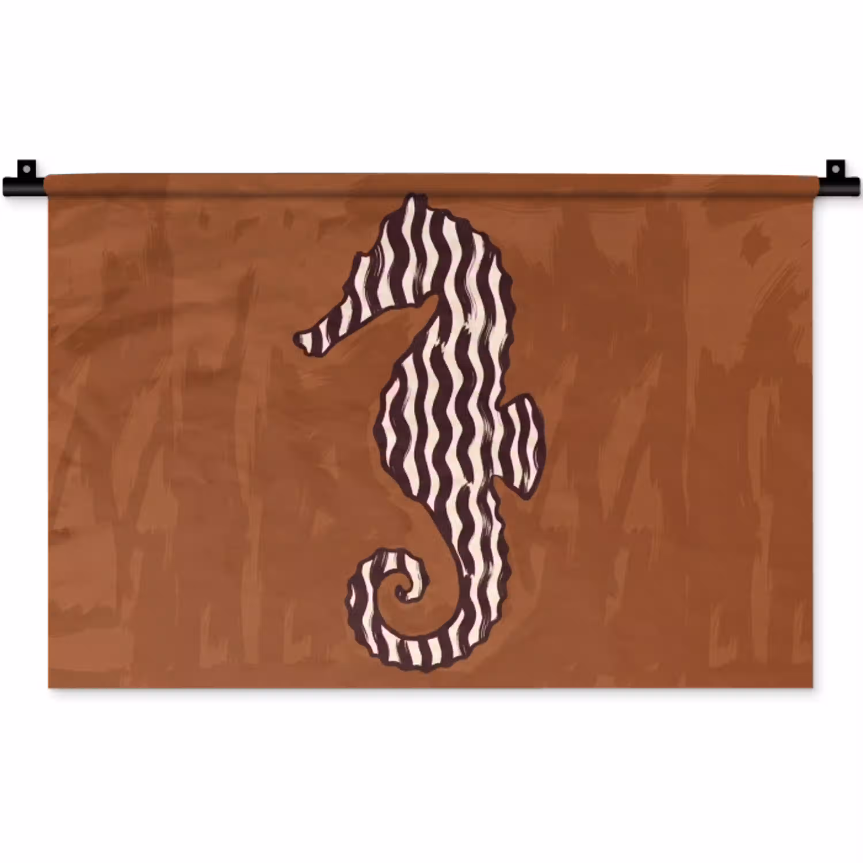 Dieren - Zeepaardje - Abstract - Bruin - Strepen Wandkleed katoen klein -zz3d