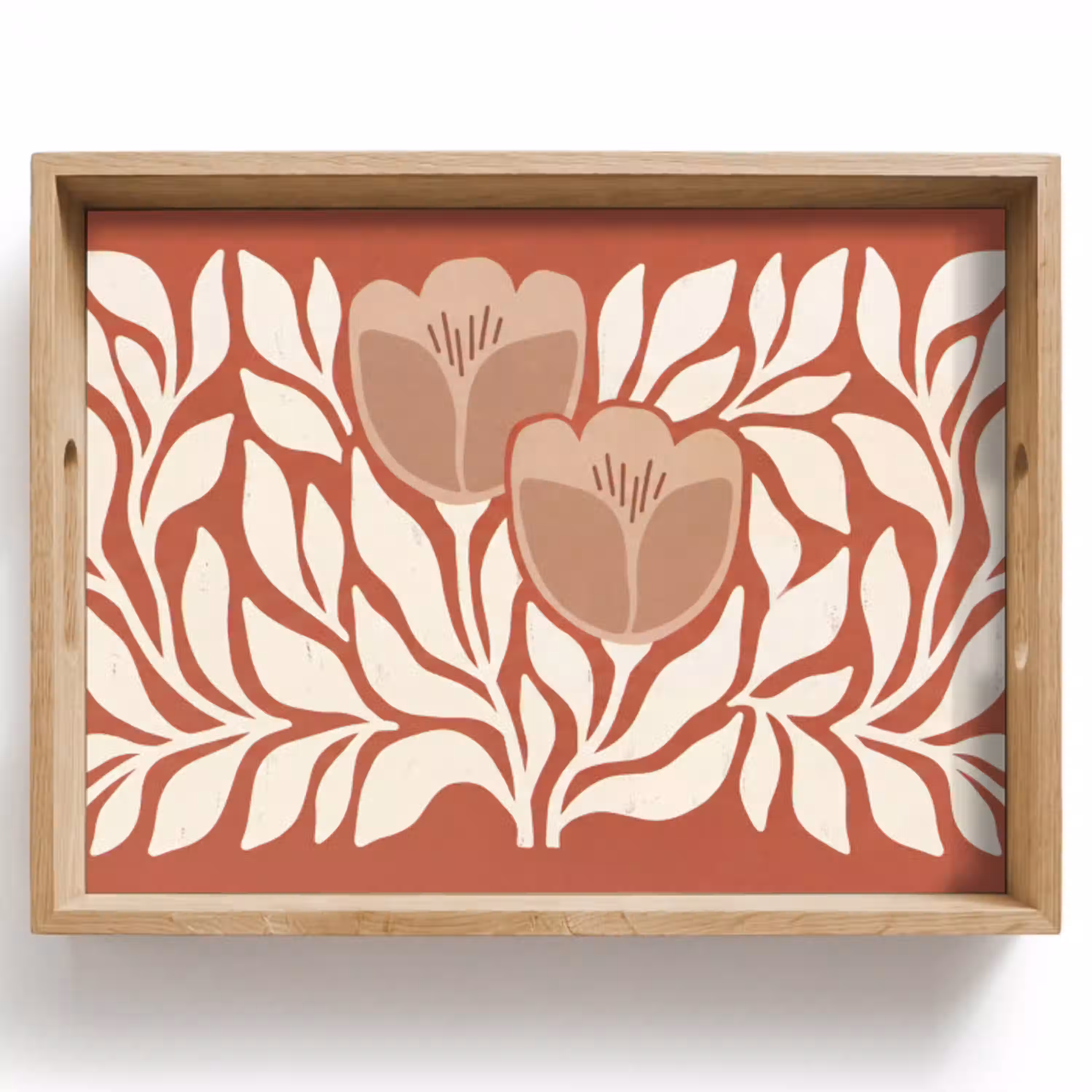 Bloemen - Abstract - Modern - Beige - Natuur Dienblad Rechthoek middel -z3d_shopping