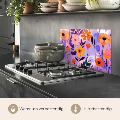 Bloemen - Kleurrijk - Bladeren keuken achterwand spatscherm klein -usp_NL