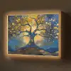 Boom - Levensboom - Blauw - Goud Light Box met batterij (Wandlamp) middel -z3d_website