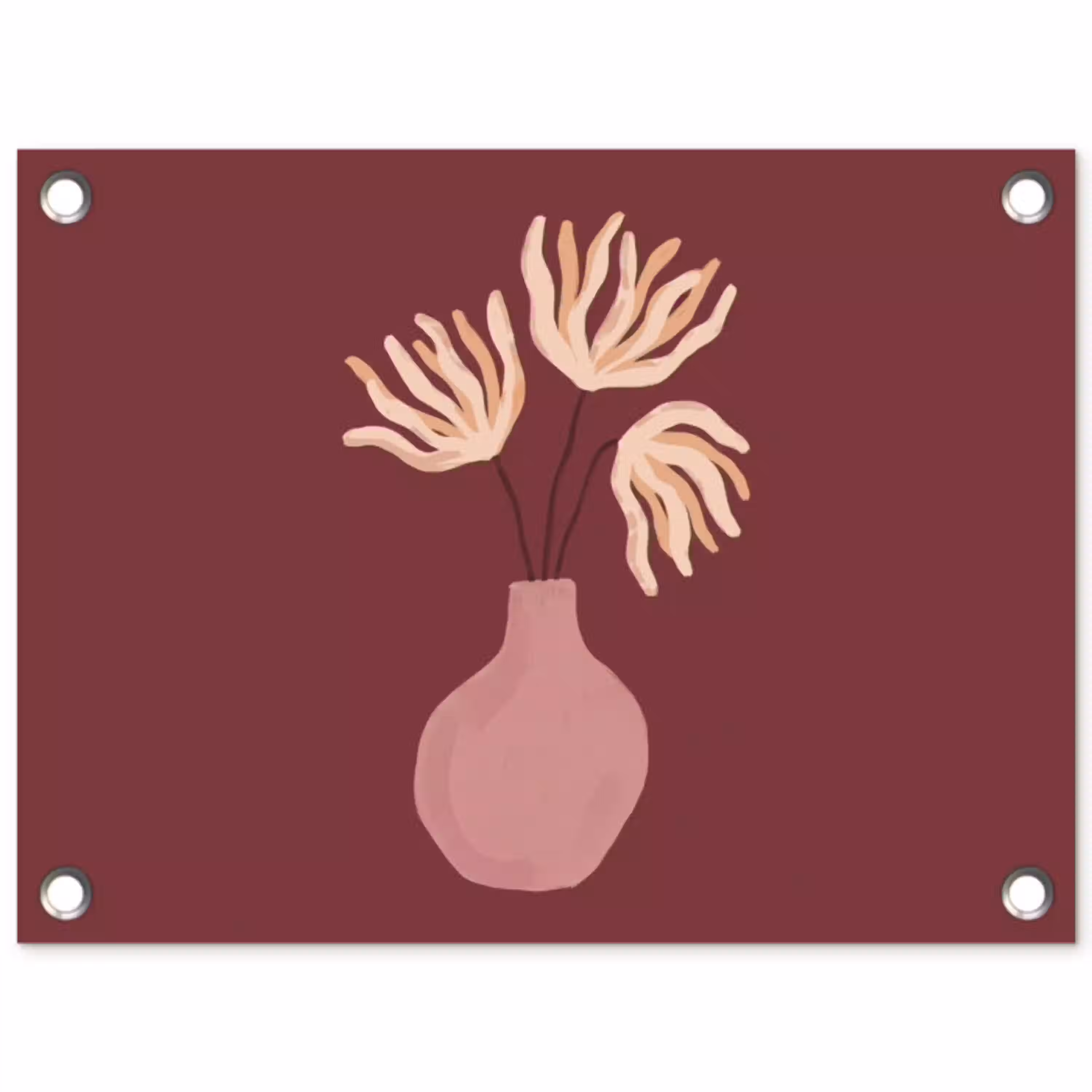 Bloemen - Vaas - Abstract - Modern - Aardetinten tuinposter los doek klein -3d