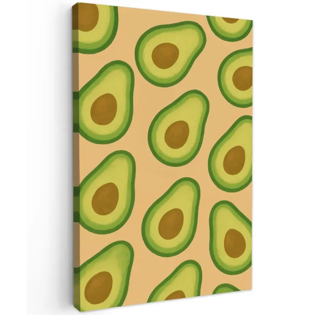 Avocado - Patroon - Groen - Pit Tuinposter op houten frame 2 cm dik middel -3d