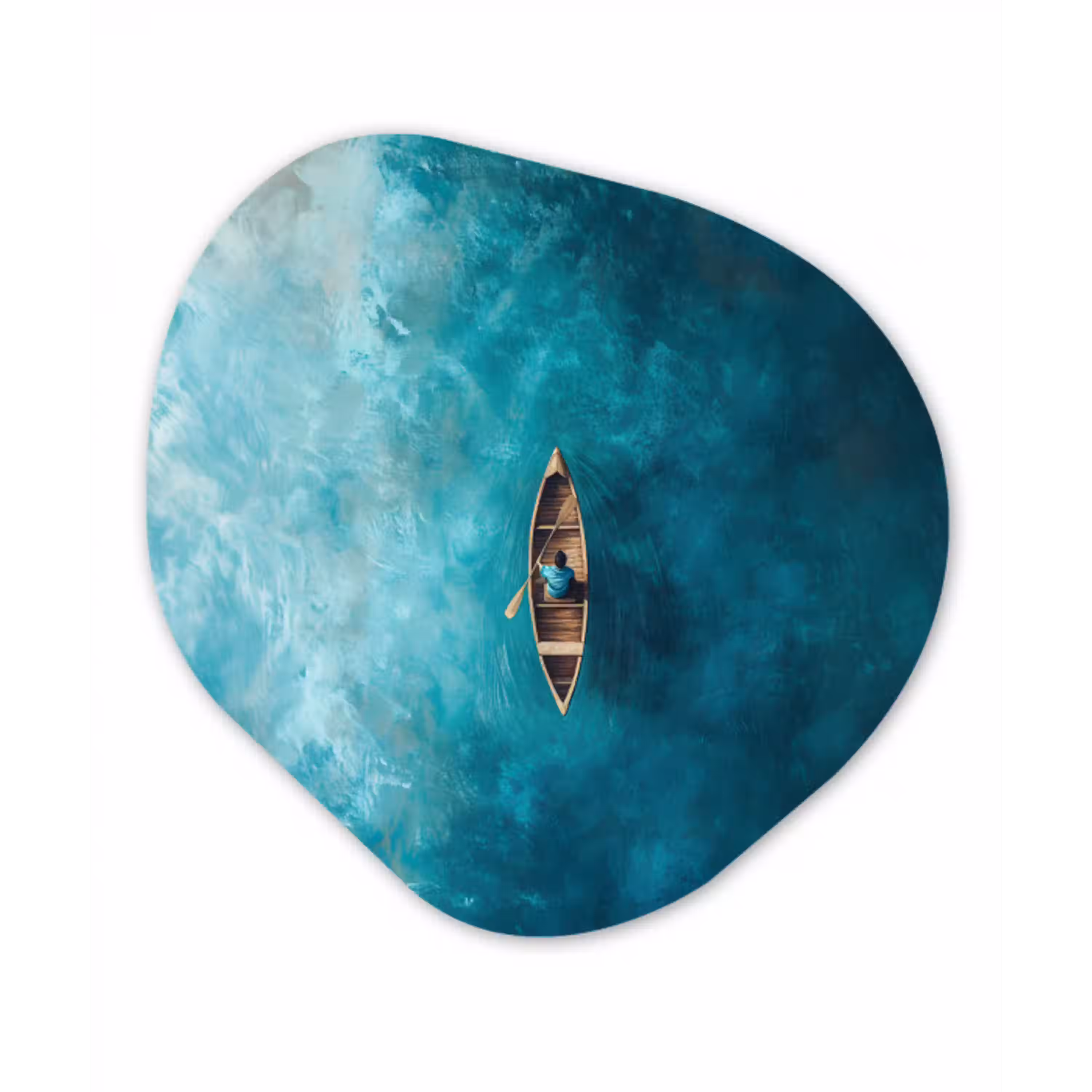 Bootje - Water - Blauw Wandcirkel Organisch Plexiglas middel -3d
