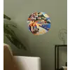 Kustdorp - Huisjes - Mozaïek - Zee Wandcirkel behangsticker klein -sfeer2