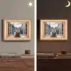Doorkijk - Hert - Dieren - Winterlandschap - Sneeuw Light Box met batterij (Wandlamp) middel -sfeer3
