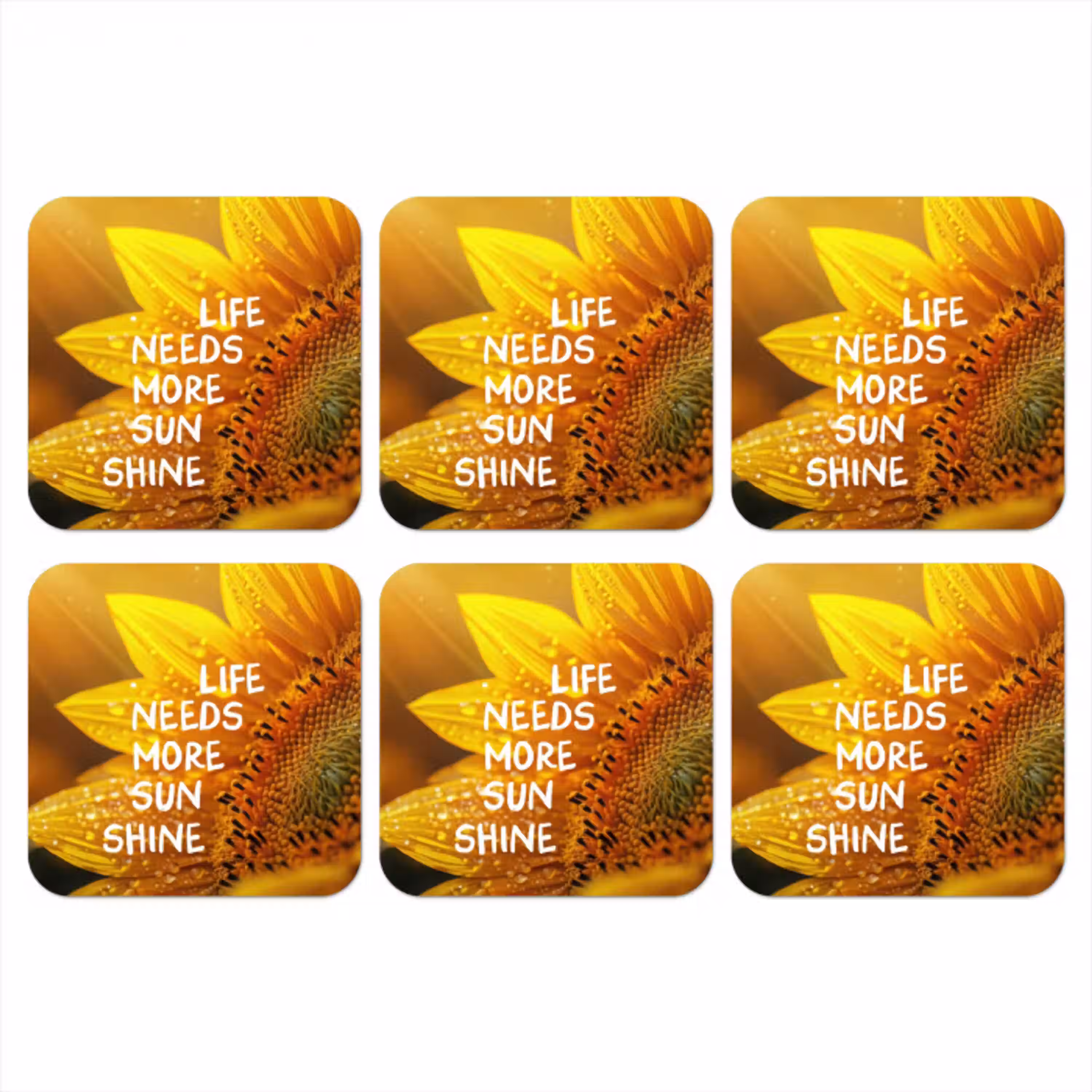 Zonnebloem - Close up - Geel - Quote onderzetter kurk middel -3d