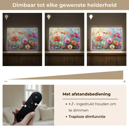 Bloemen - Kleurrijk - Waterverf - Natuur - Zomer Light Box met batterij (Wandlamp) middel -USP_dimbaarNL