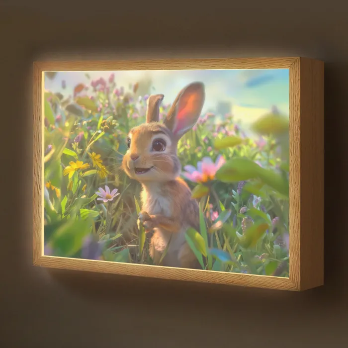 Konijn - Dieren - Natuur Light Box met batterij (Wandlamp kind) middel -z3d_website