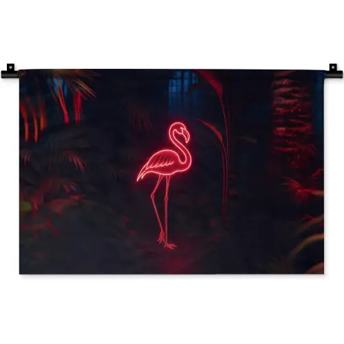 Flamingo - Roze - Neon - Licht Wandkleed katoen klein -zz3d