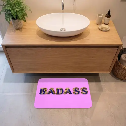 Felroze - Badass - Panterprint - Schaduw Badmat klein -sfeer1