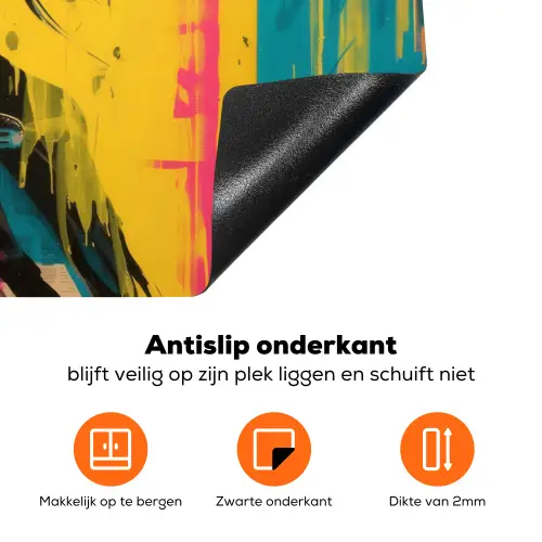 Vrouw - Verfstrepen - Gekleurd Inductie beschermer vinyl 3mm klein -zzzzzzz-td-onderkant