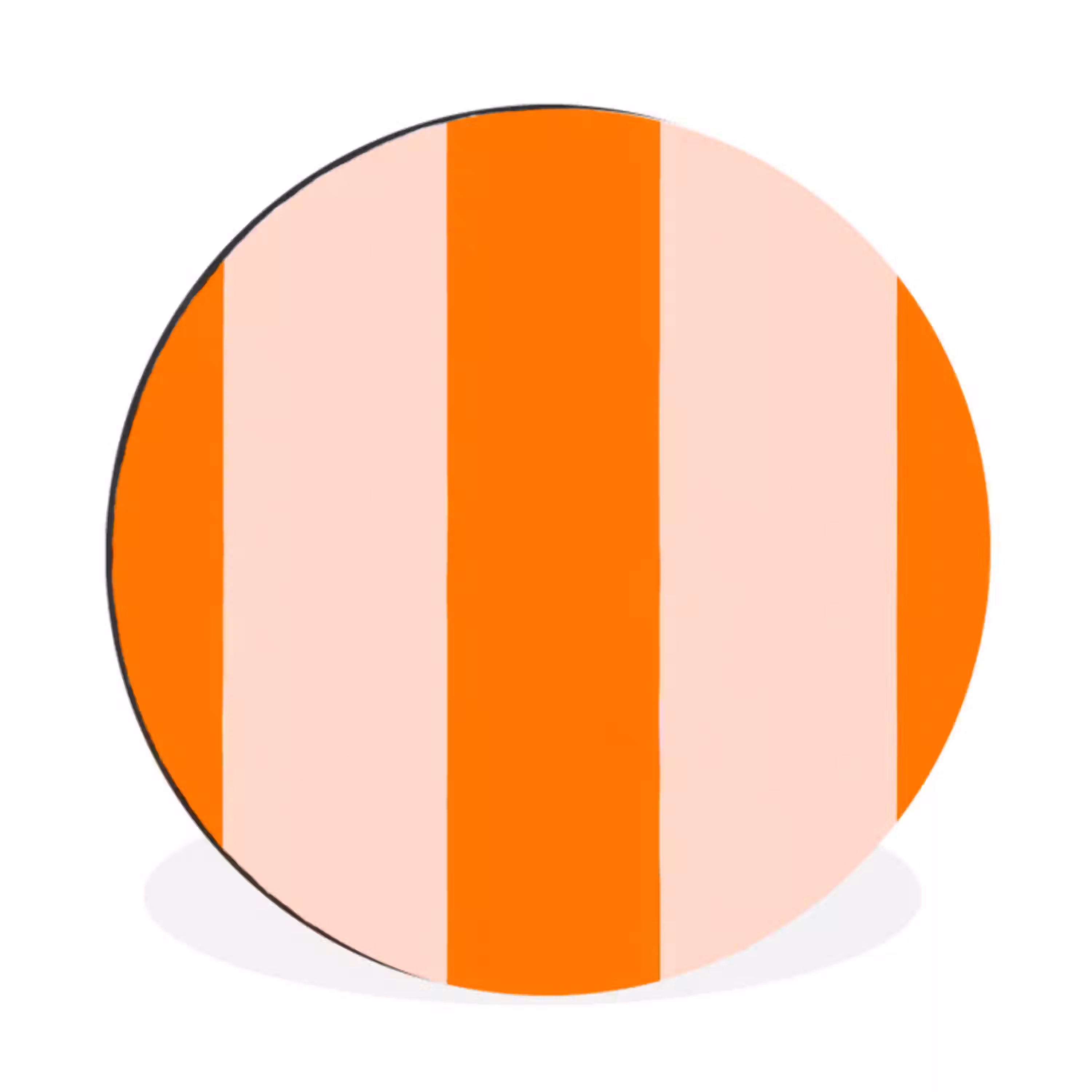 Strepen - Modern - Oranje Wandcirkel aluminium klein 190 -3d