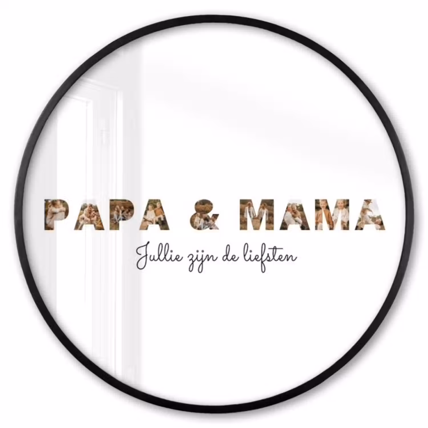 Gepersonaliseerde ronde fotolijst - Papa & Mama - Lettercollage