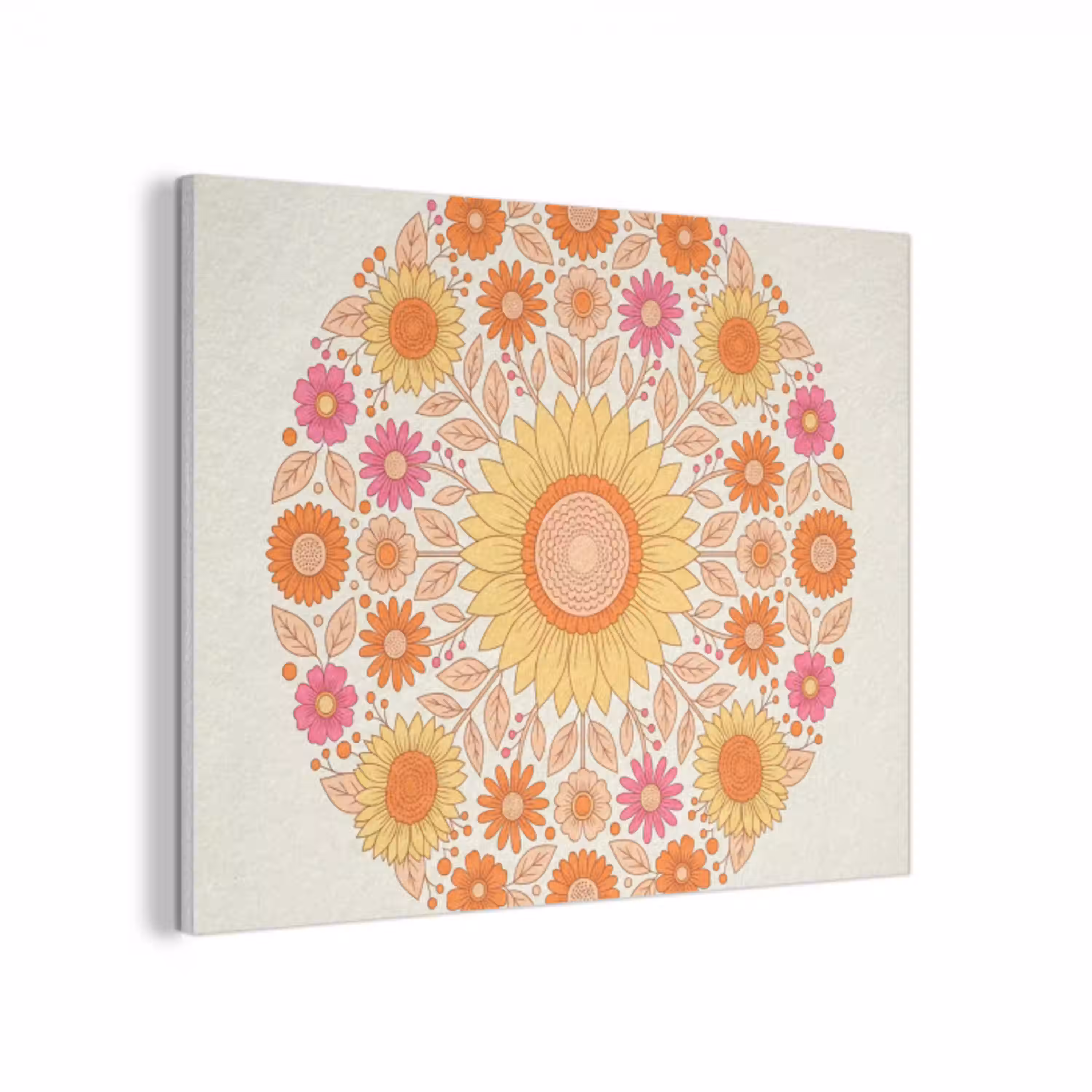 Bloemen - Mandala - Patroon - Kleurrijk PET vilt klein -3d