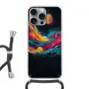 Banen - Golven - Kleurrijk - Abstract Hoesje iPhone 16 Pro Max met koord klein -3d