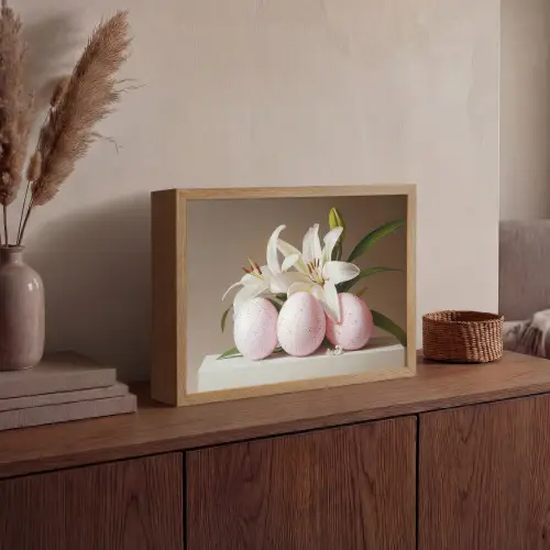 Lelies - Eieren - Pasen Light Box met batterij (Wandlamp) middel -sfeer2