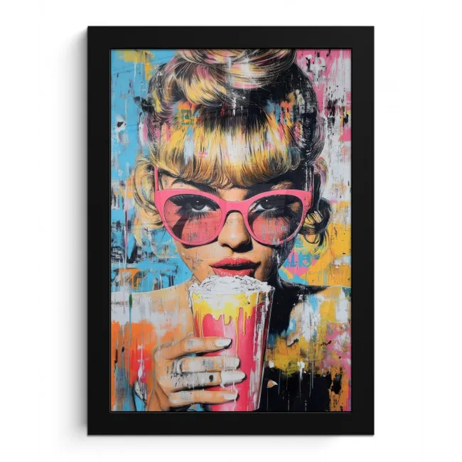 Zonnebril - Vrouw - Kleurrijk - Verfspetters fotolijst zwart zonder passe partout klein -3d