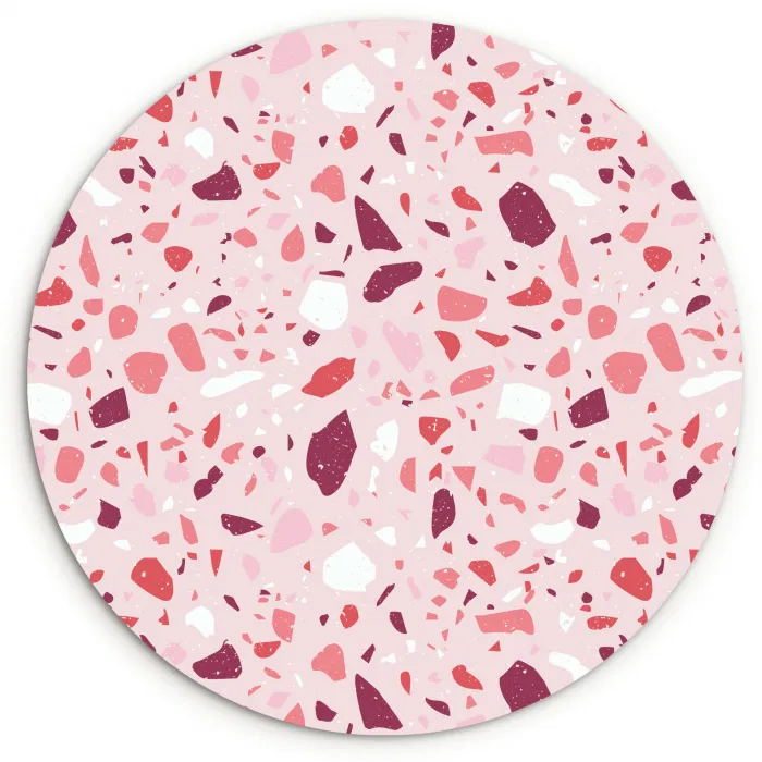 Terrazzo - Patroon - Roze Wandcirkel kunststof plaat 5mm dik klein 188 -3d