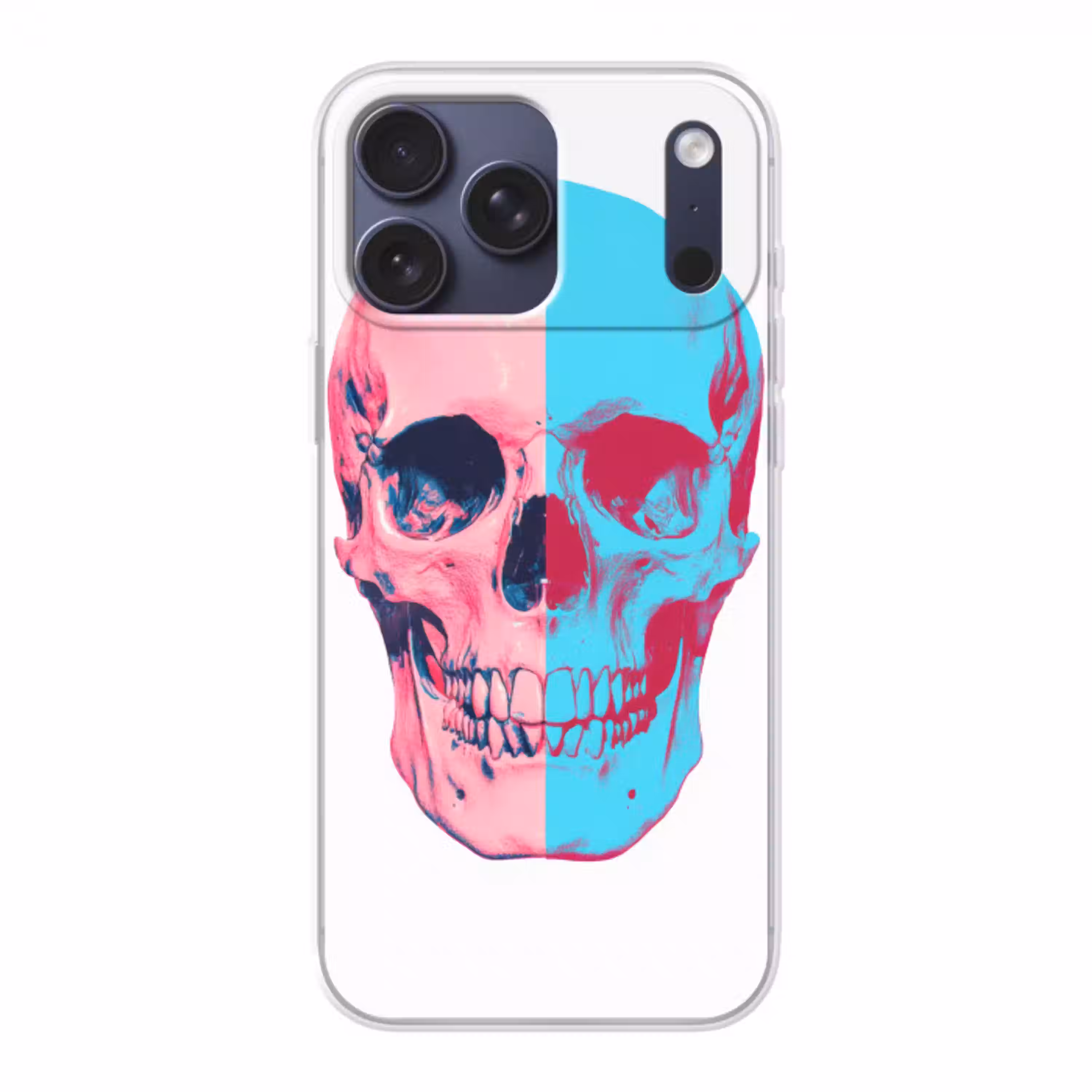 Schedel - Grafisch - Roze - Verdeeld Telefoonhoesje iPhone 17 Pro Max klein -3d