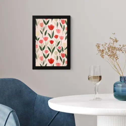 Tulpen - Modern - Roze fotolijst zwart zonder passe partout klein -sfeer4