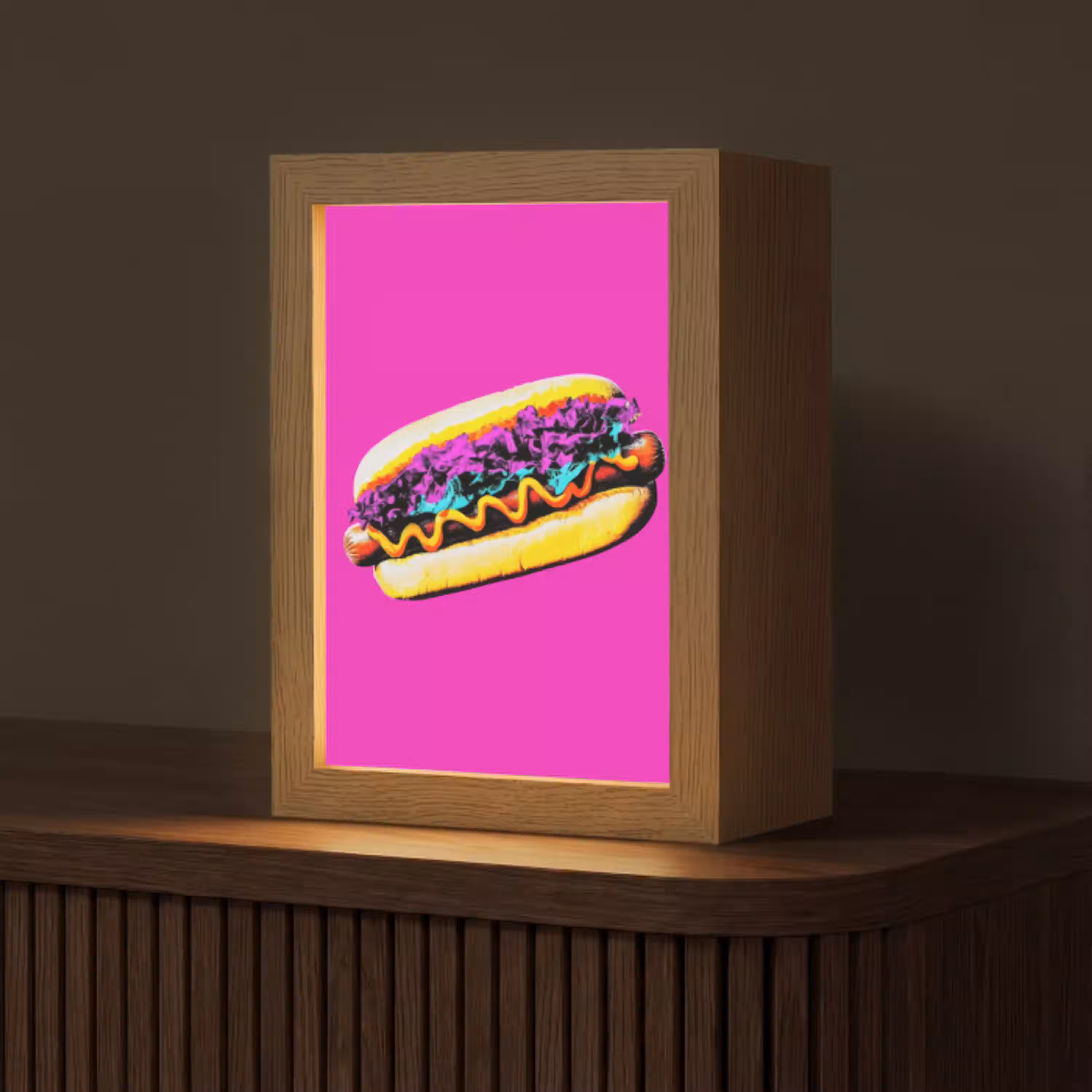 Hotdog - Roze - Retro Light Box met kabel (Tafellamp) klein -z3d_website