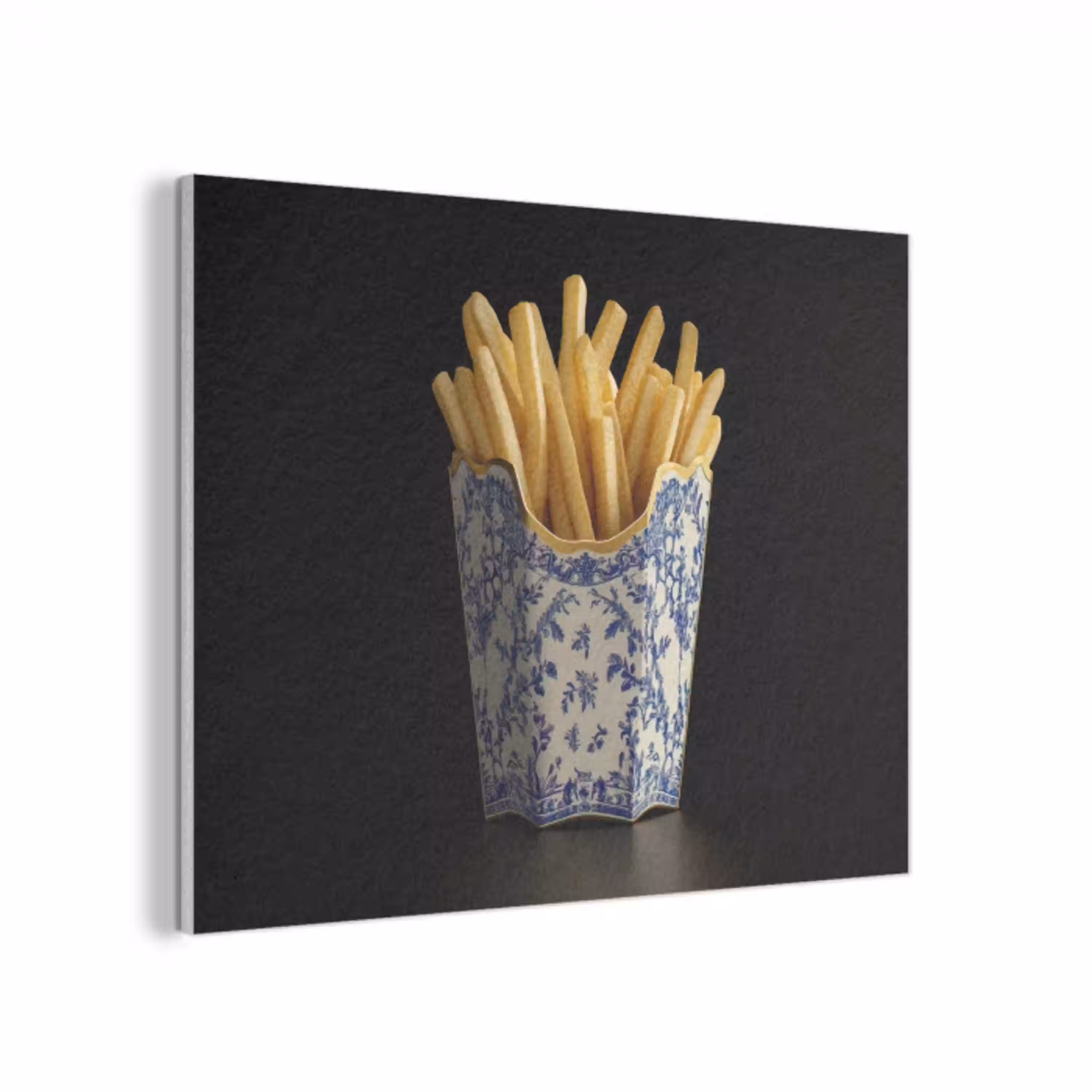 Friet - Porselein - Delfts blauw - Eten PET vilt klein -3d