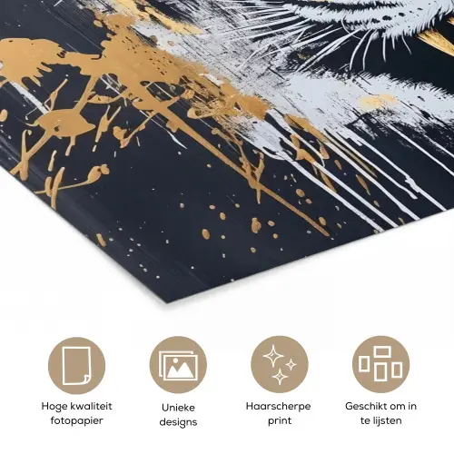 Tijger - Verfspatten - Goud poster papier klein -closeup_NL