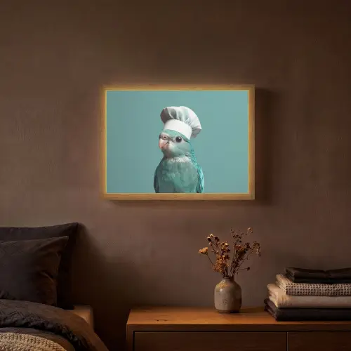 Parkiet - Vogel - Koksmuts - Cute Light Box met batterij (Wandlamp) middel -sfeer4