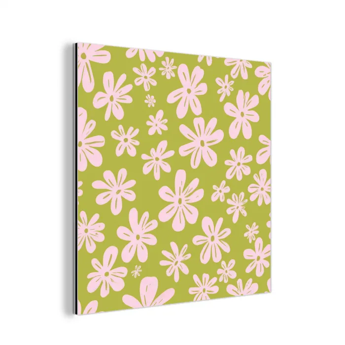 Bloemen - Roze - Getekend - Patroon aluminium wit klein -3d