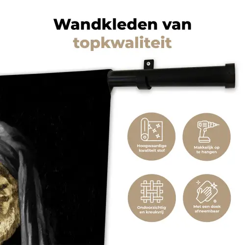 Meisje met de parel - Johannes Vermeer - Goud Wandkleed katoen klein -sfeer2