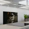 Café - Croissant - Koffie - Astronaut keuken achterwand spatscherm klein -3d_schuin