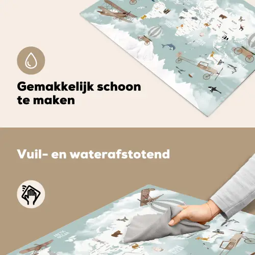 Wereldkaart - Kind - Vliegtuig Inductie beschemer met haakjes klein -ky-schoon-nl