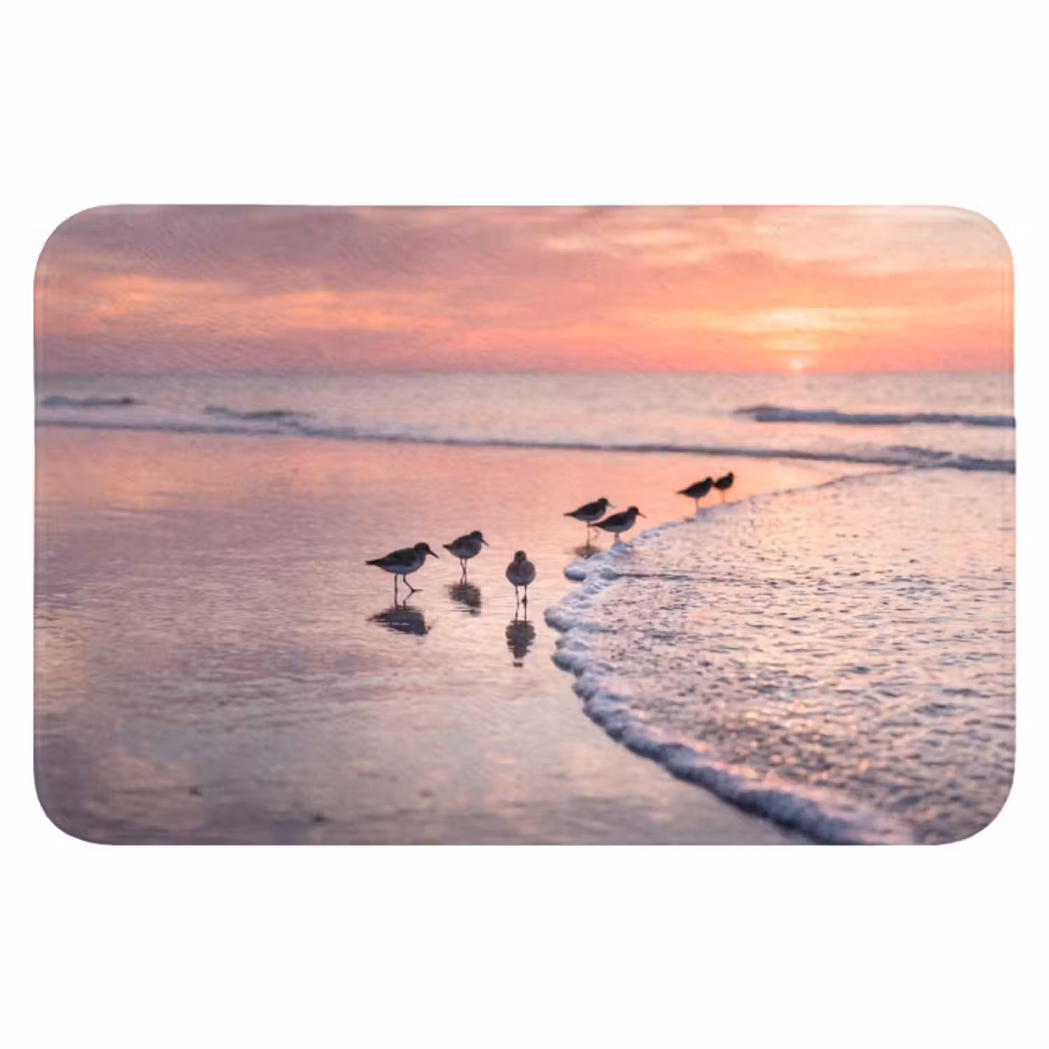 Badematte - Möwen - Strand - Meer - Rosa