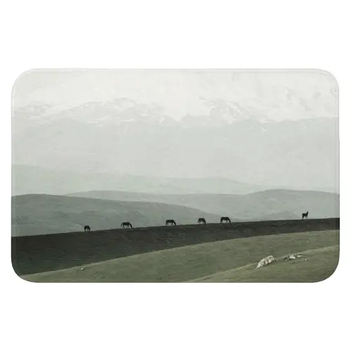 Grijs - Berg - Paarden Badmat klein -3d