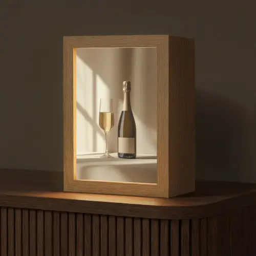 Champagne - Beige - Schaduw - Bubbels Light Box met kabel (Tafellamp) klein -z3d_website