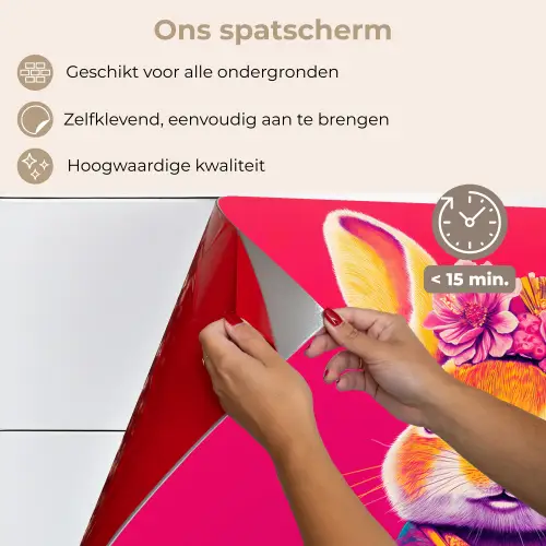 Konijn - Bloemen - Kleurrijk - Kimono keuken achterwand spatscherm klein -spatscherm_NL