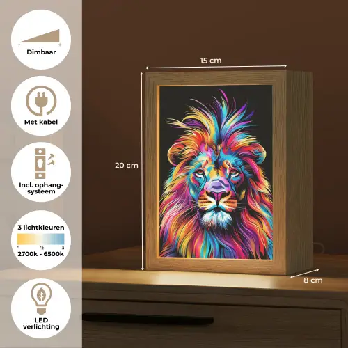 Leeuwen - Kleurrijk - Zwart - Dieren Light Box met kabel klein -USP_NL