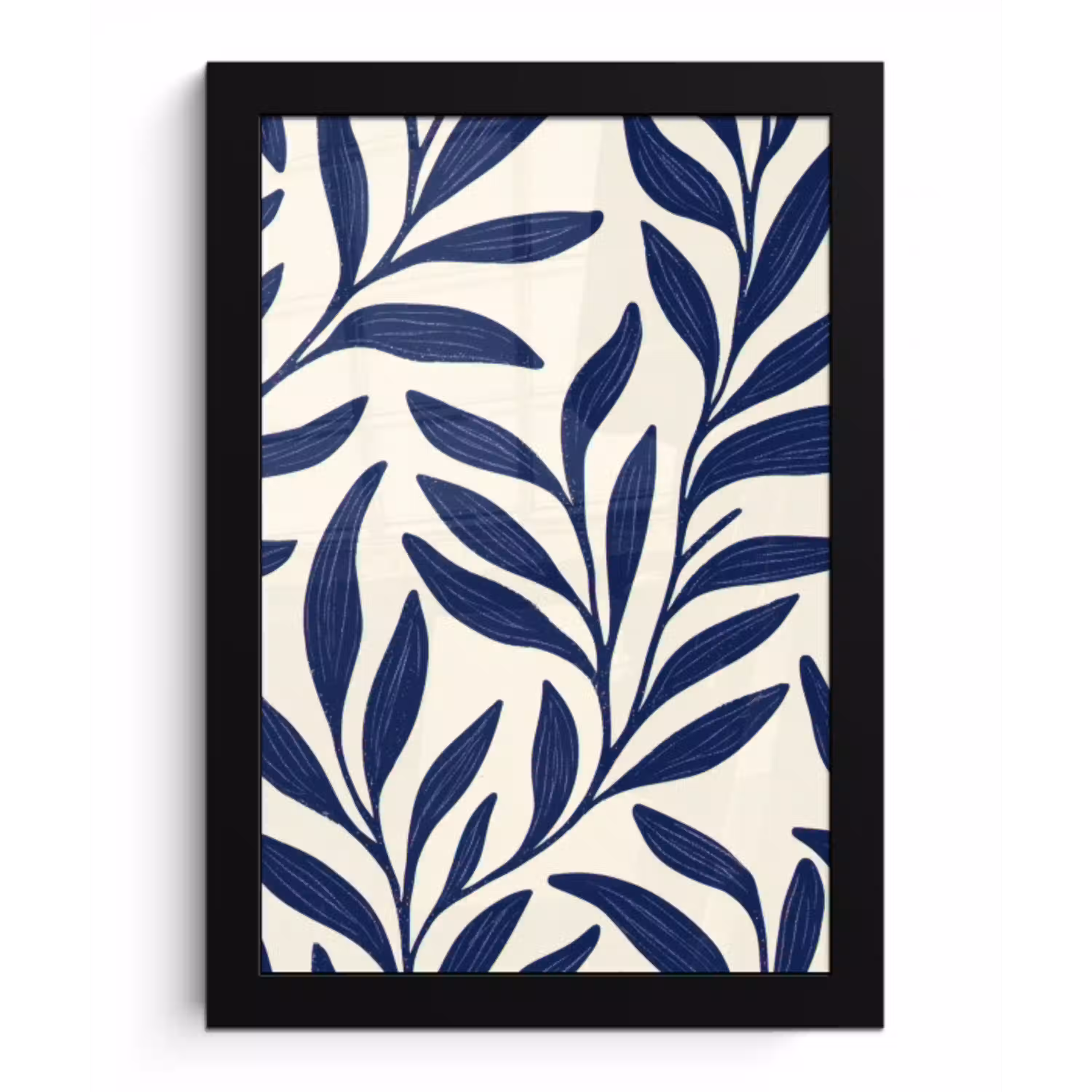 Bladeren - Klimop - Donkerblauw fotolijst zwart zonder passe partout klein -3d