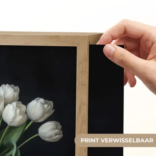 Wit - Bloemen - Tulpen - Vaas Light Box met batterij (Wandlamp) middel -USP_websiteprintNL