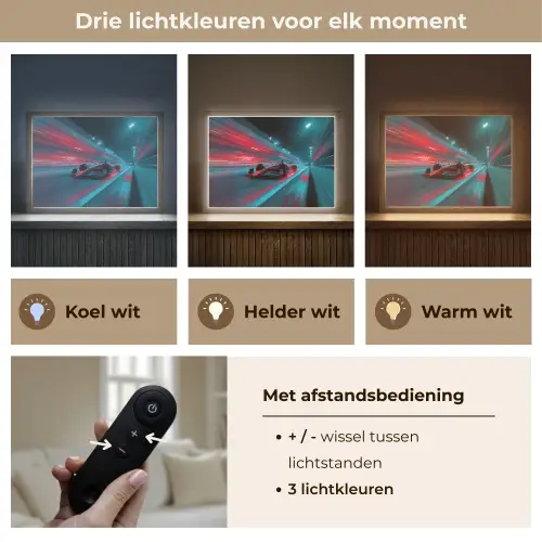 Raceauto - Rood - Snelheid Light Box met batterij (Wandlamp kind) middel -USP_lichtkleurNL