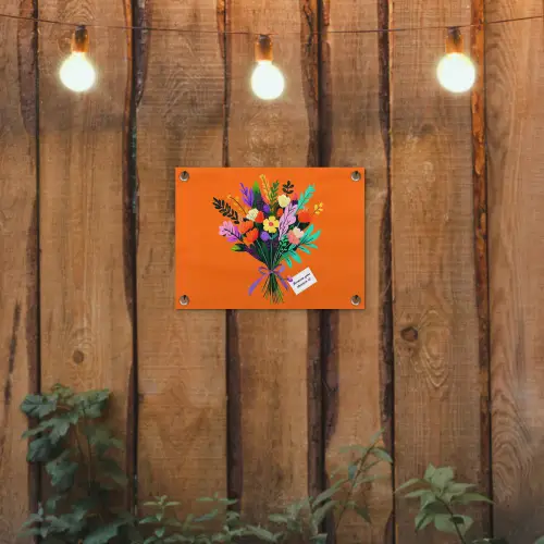 Kaartje - Boeket - Bloemen tuinposter los doek klein -sfeer1