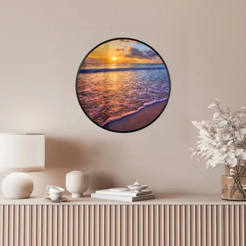 Zee - Strand - Zonsondergang - Wolken - Horizon Fotolijst rond zonder passe partout klein -sfeer3